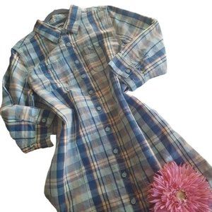 L.L. Bean Plaid Button Front Long Sleeve Shirt Dress